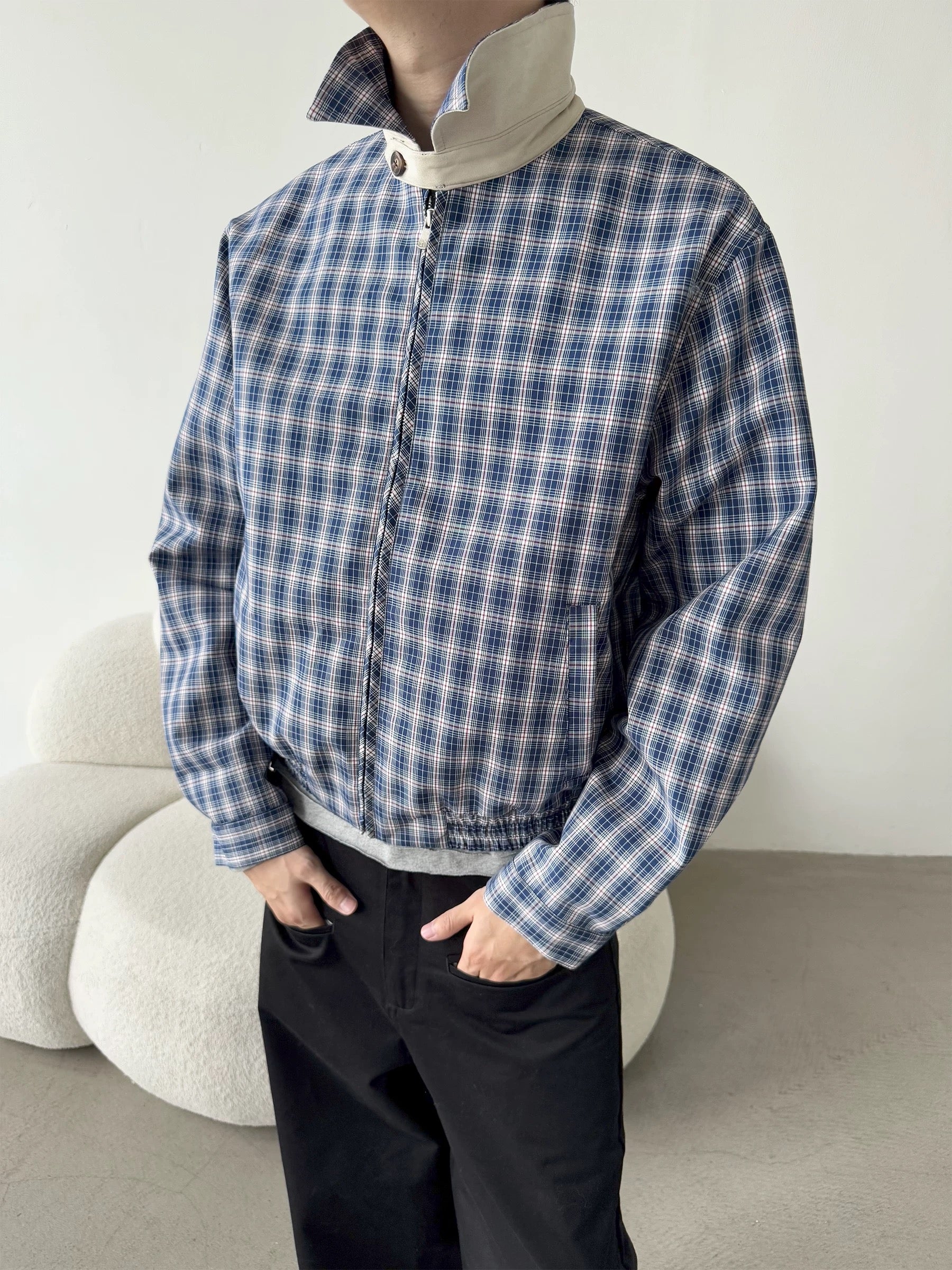 Blue Plaid Zip Jacket – Unisex Casual Outerwear - Private property