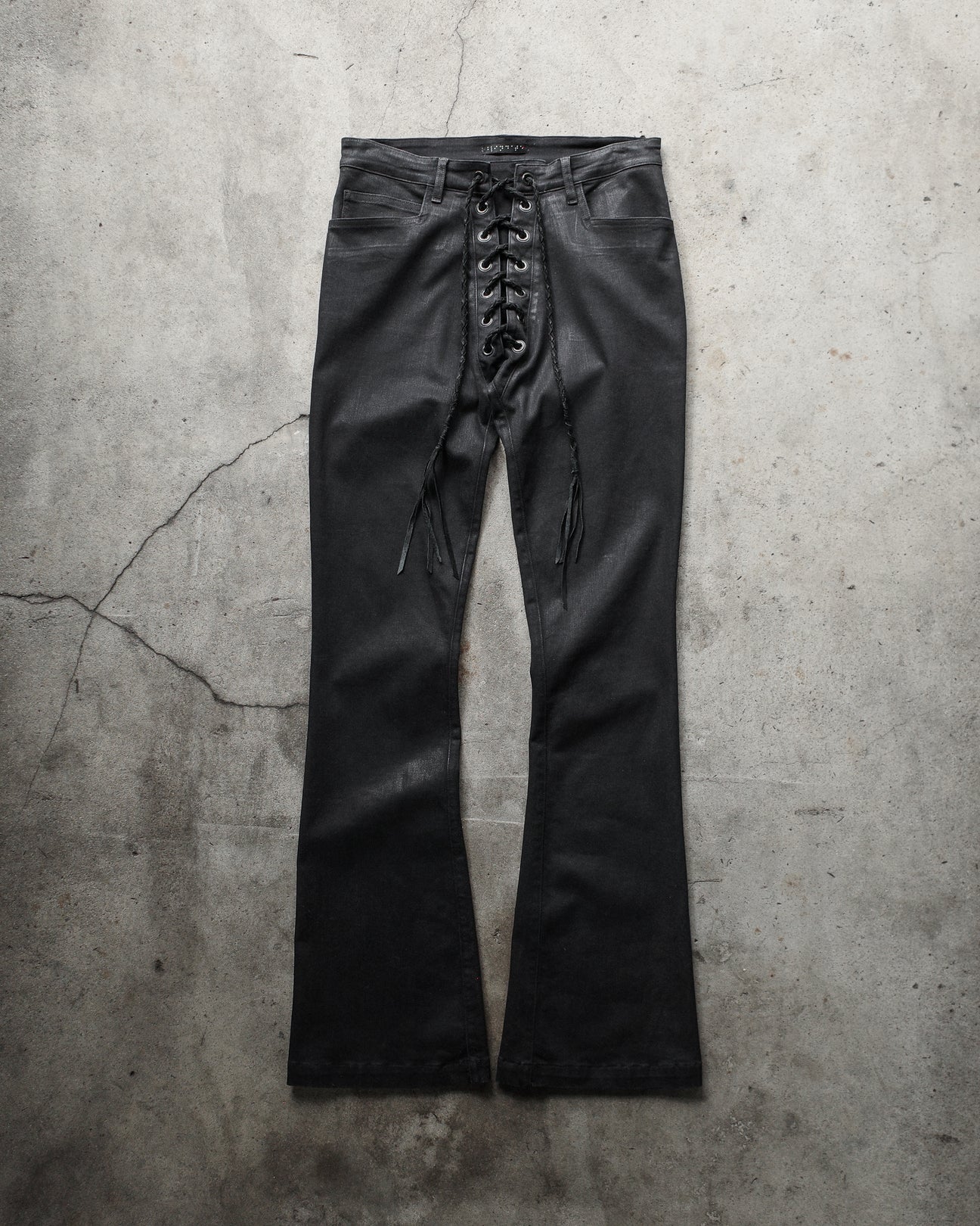Archive black WAXED LACE UP DENIM - Private property