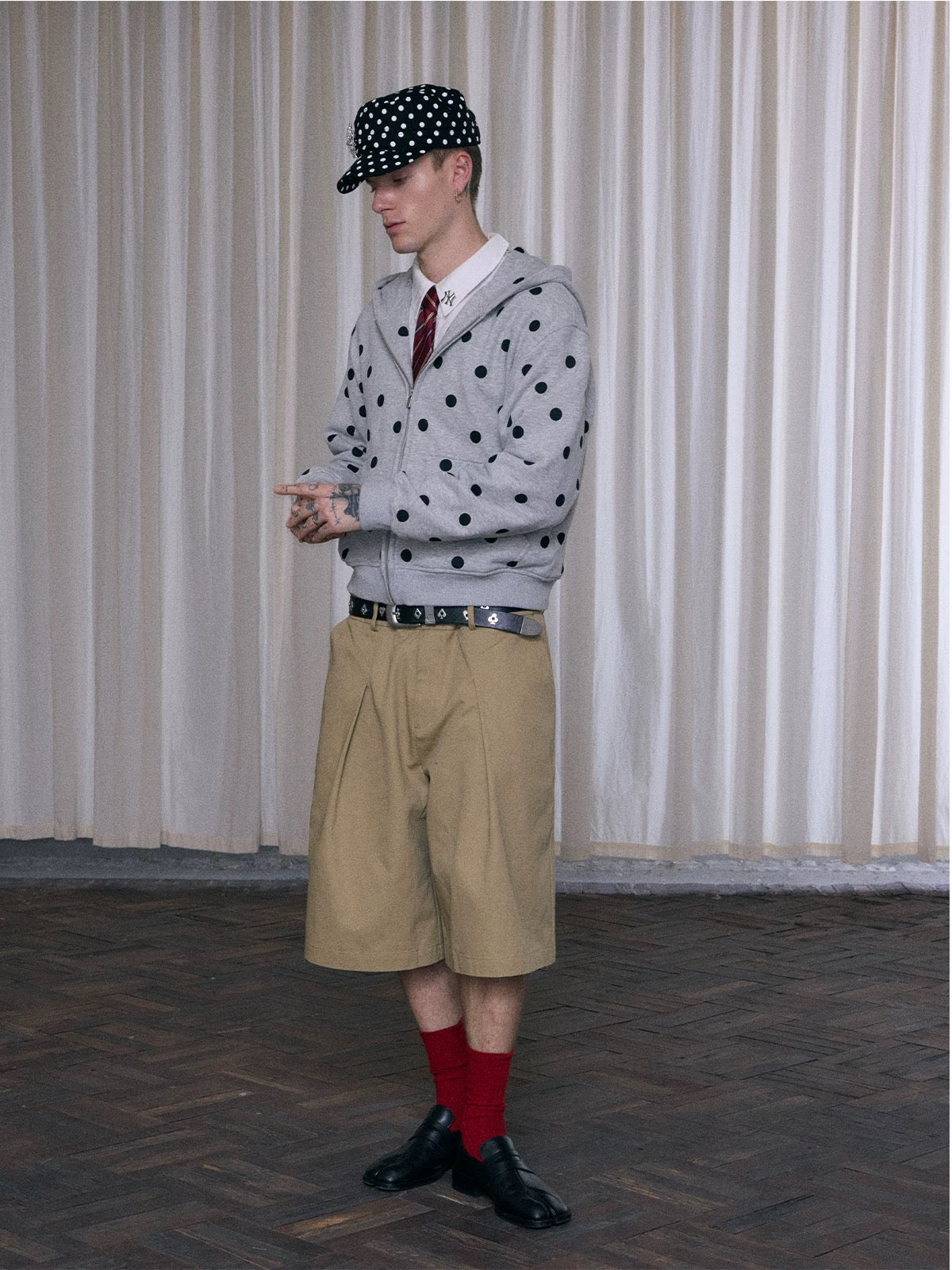 Grey Polka Dot Zip-Up Hoodie - Private property