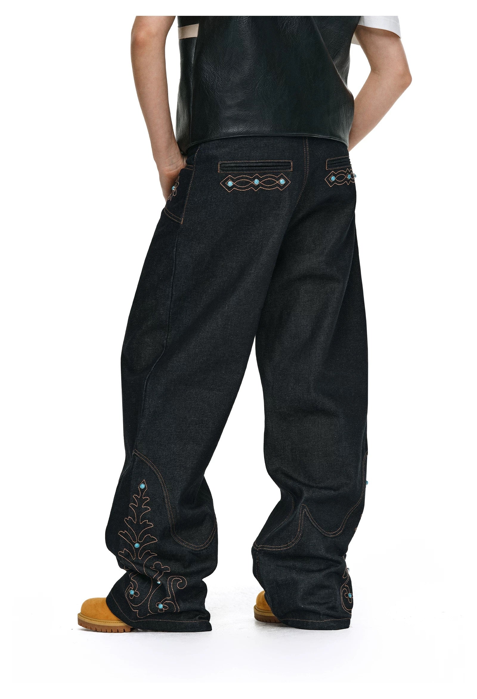 Archive Wide-Leg Black Denim Jeans - Private property