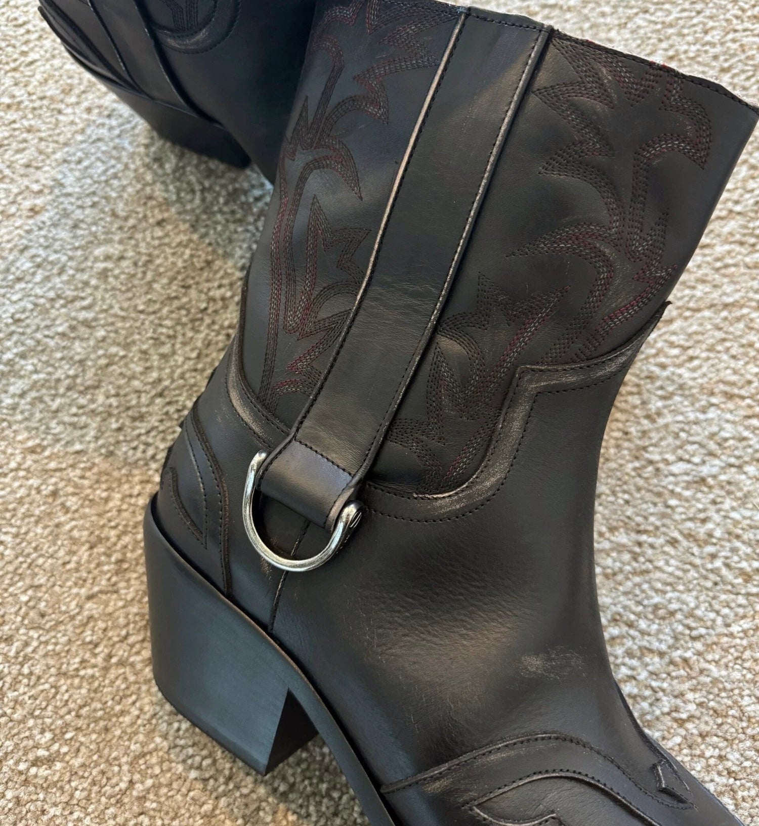 Archive Black new rock Leather heeled Boot - Private property