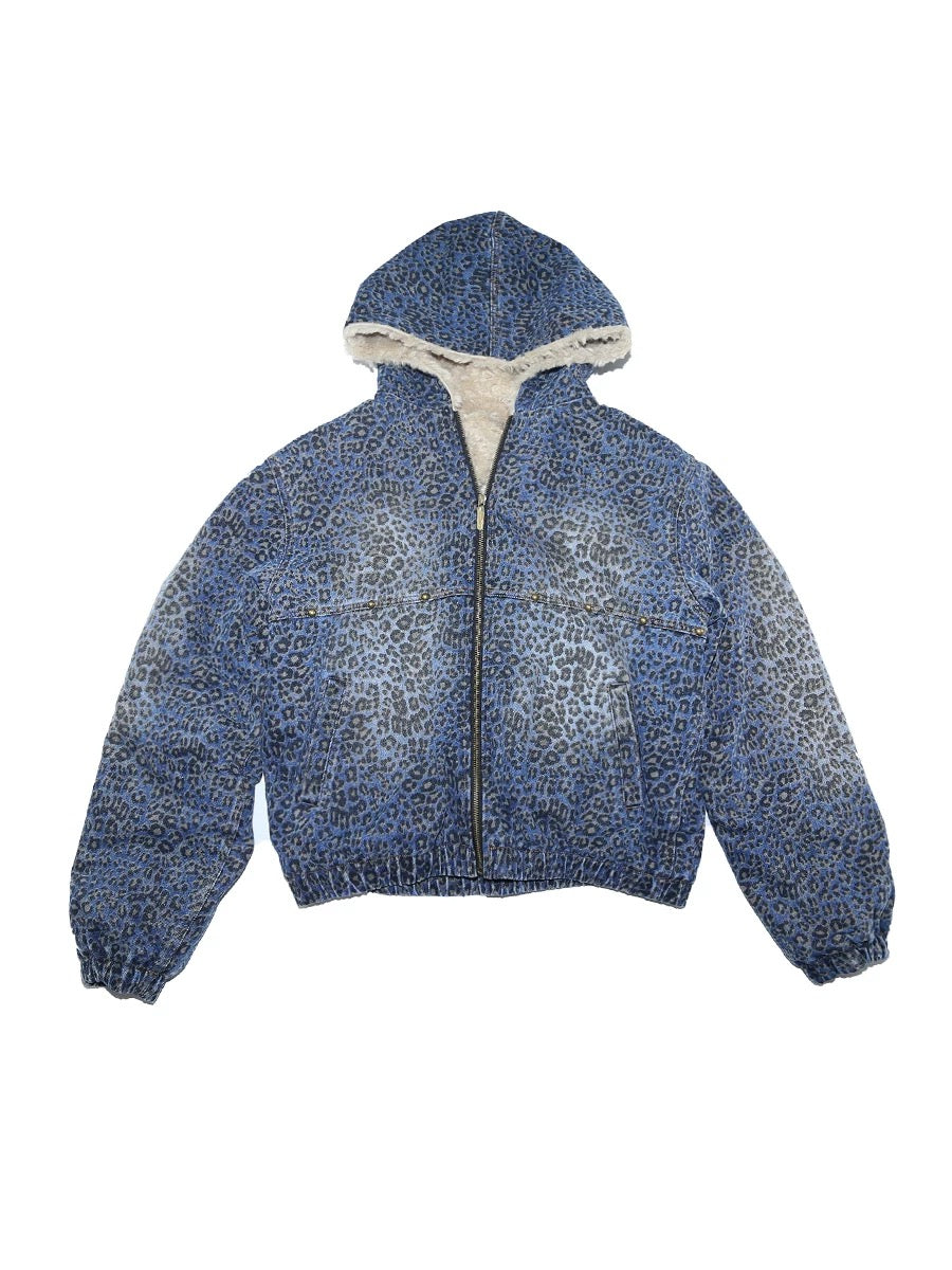 Blue Leopard Sherpa-Lined Jacket - Private property