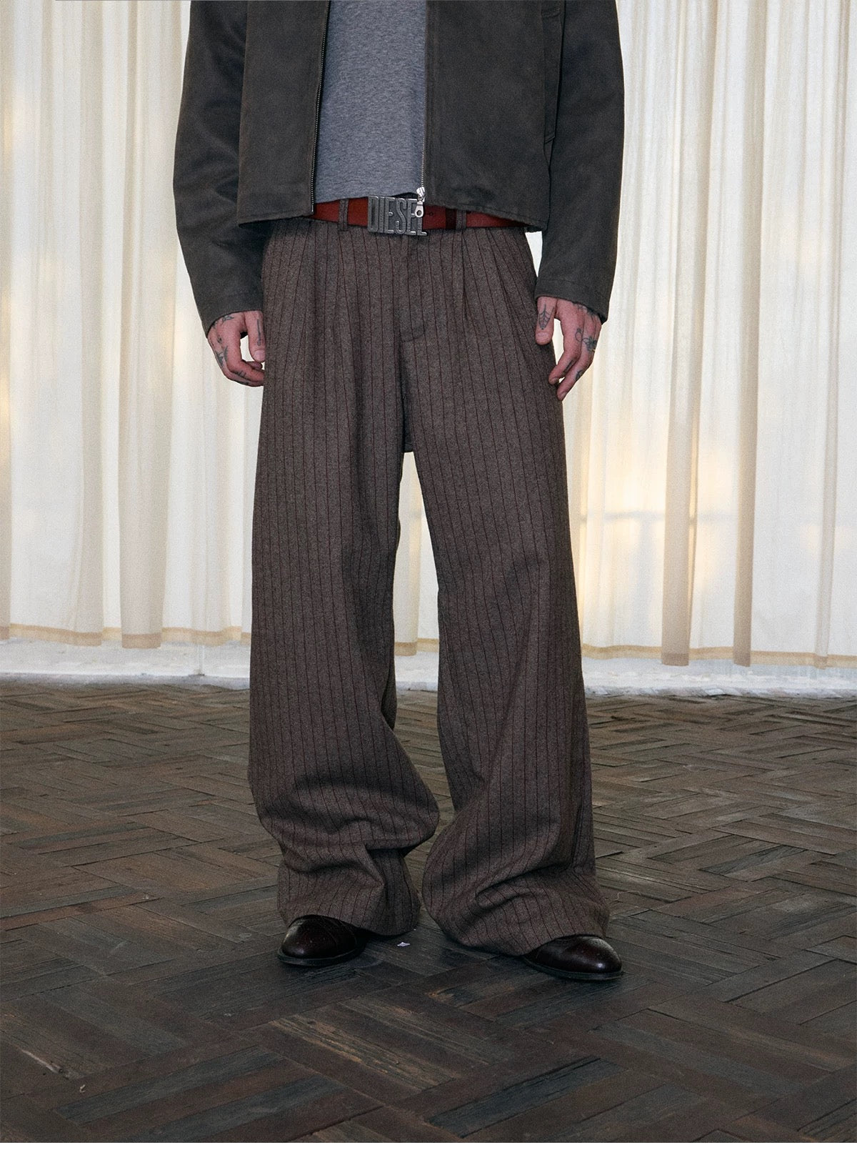Brown Pinstripe Wide trouser - Private property
