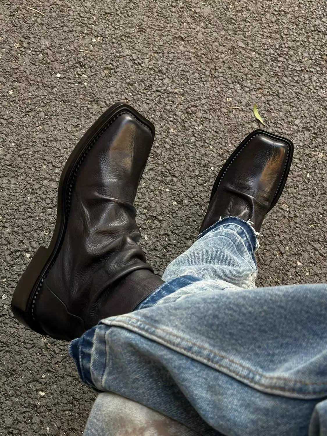 Black Leather Marlow Crease Boot - Private property