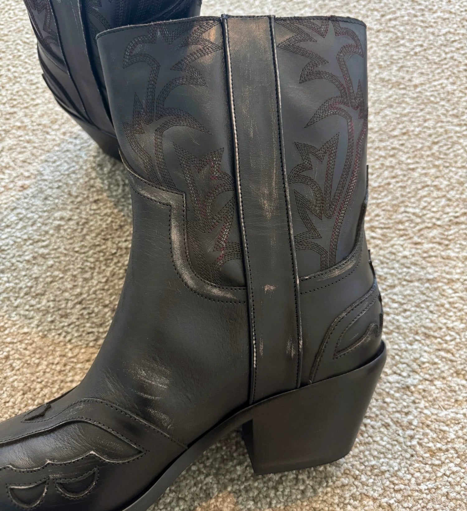 Archive Black new rock Leather heeled Boot - Private property