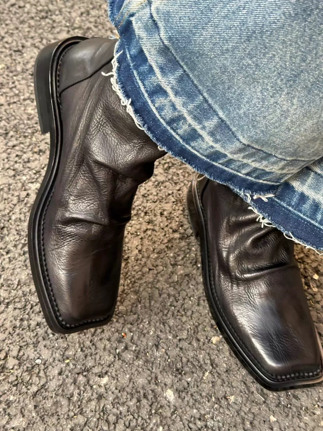 Black Leather Marlow Crease Boot - Private property