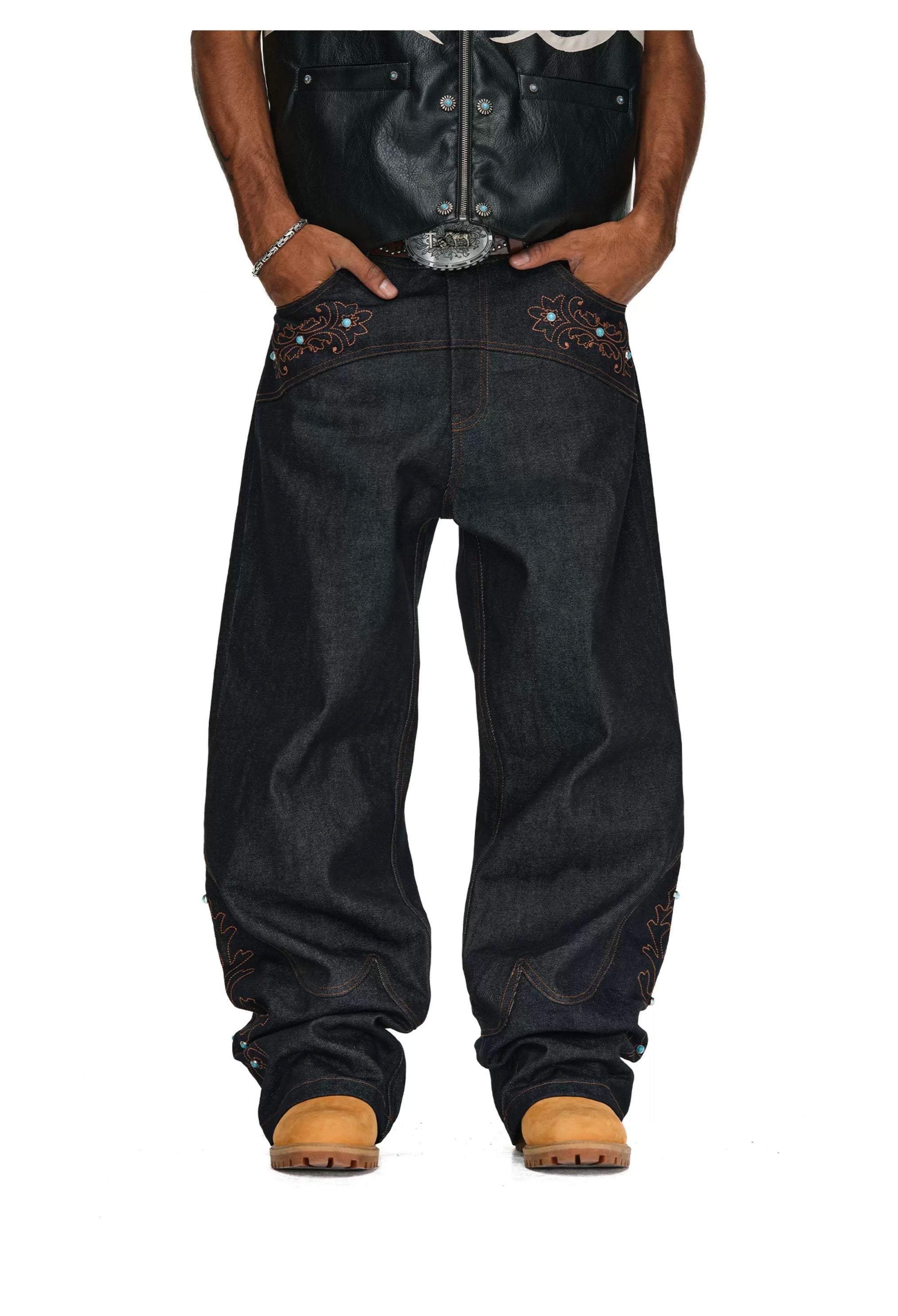 Archive Wide-Leg Black Denim Jeans - Private property