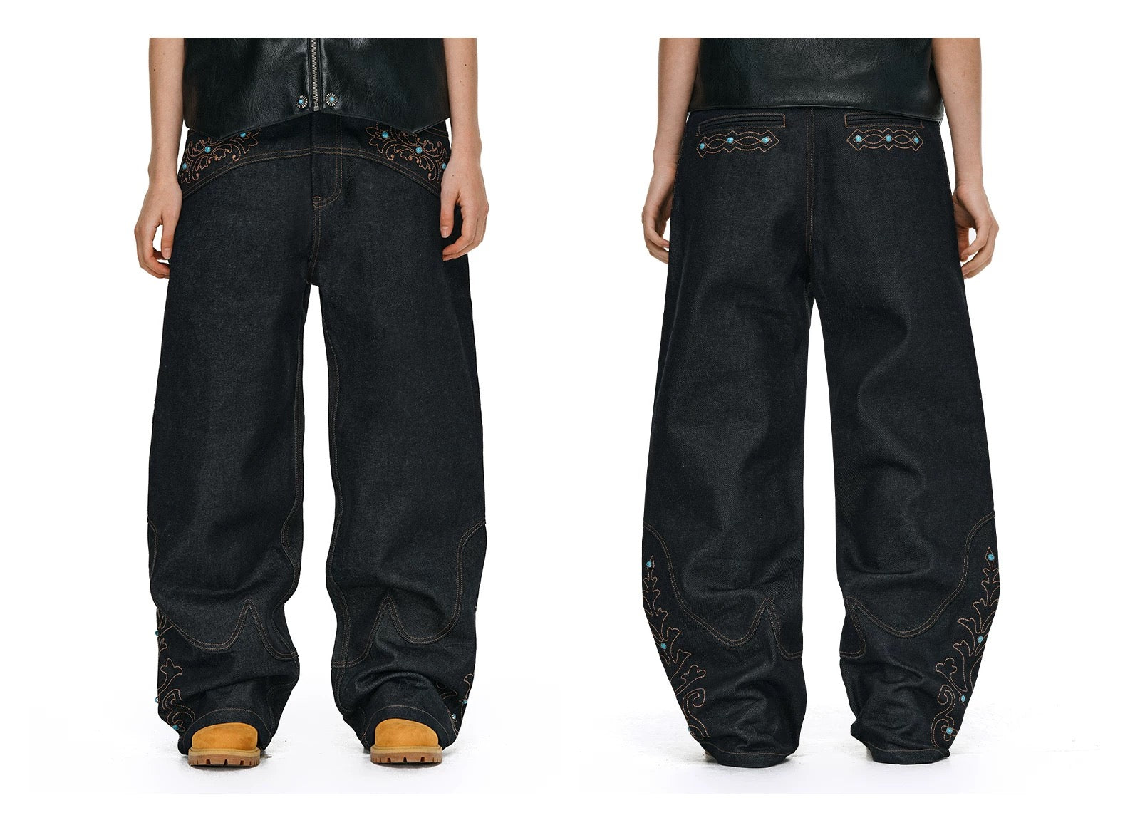 Archive Wide-Leg Black Denim Jeans - Private property