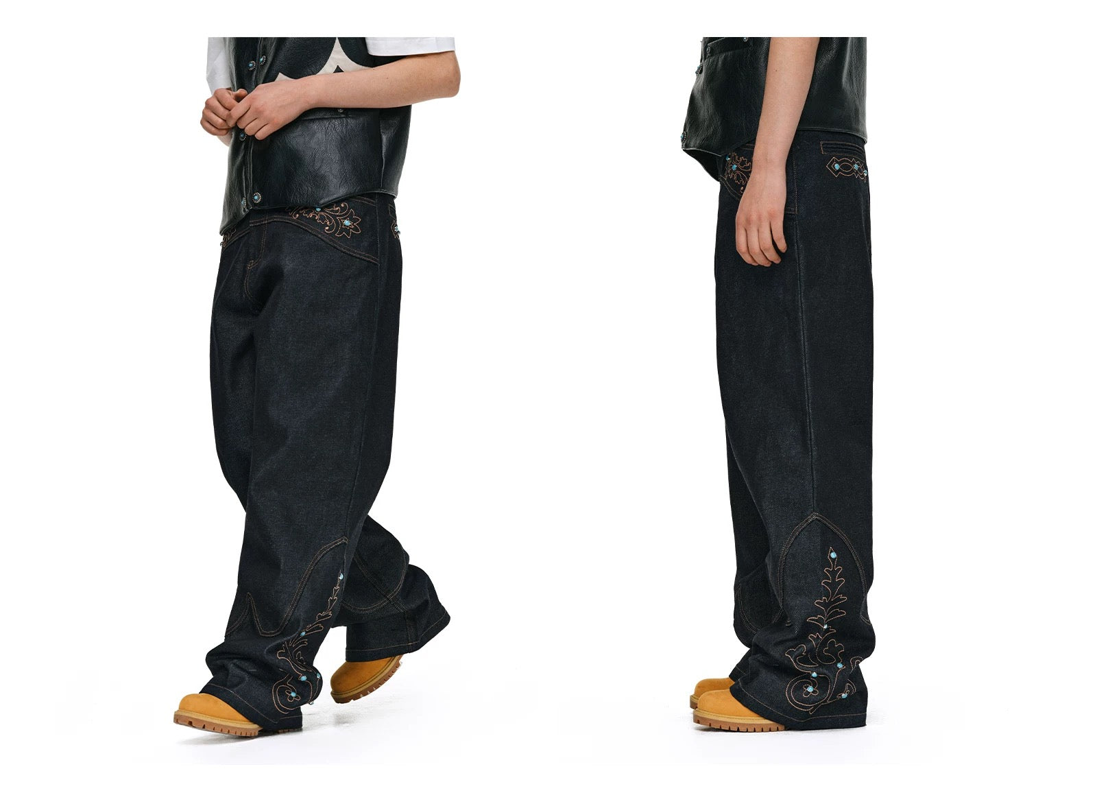 Archive Wide-Leg Black Denim Jeans - Private property