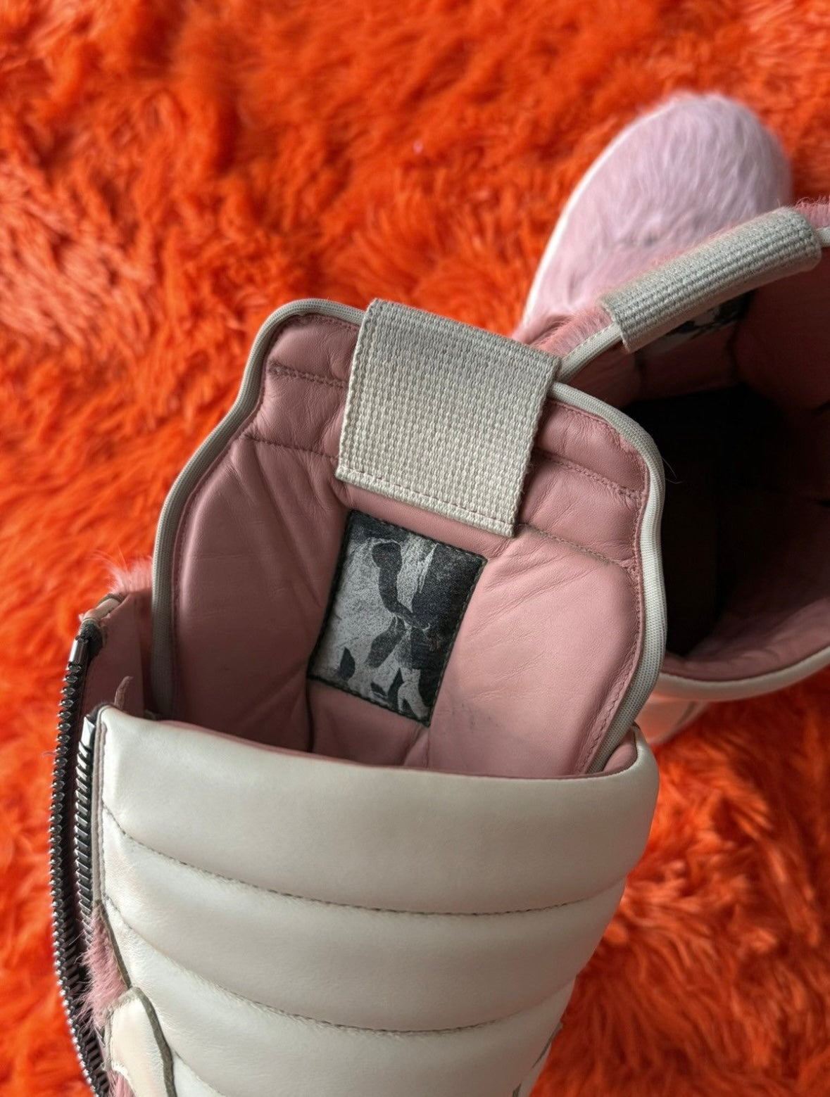 Rick Owens pink fur Geobasket Sneakers - Private property 