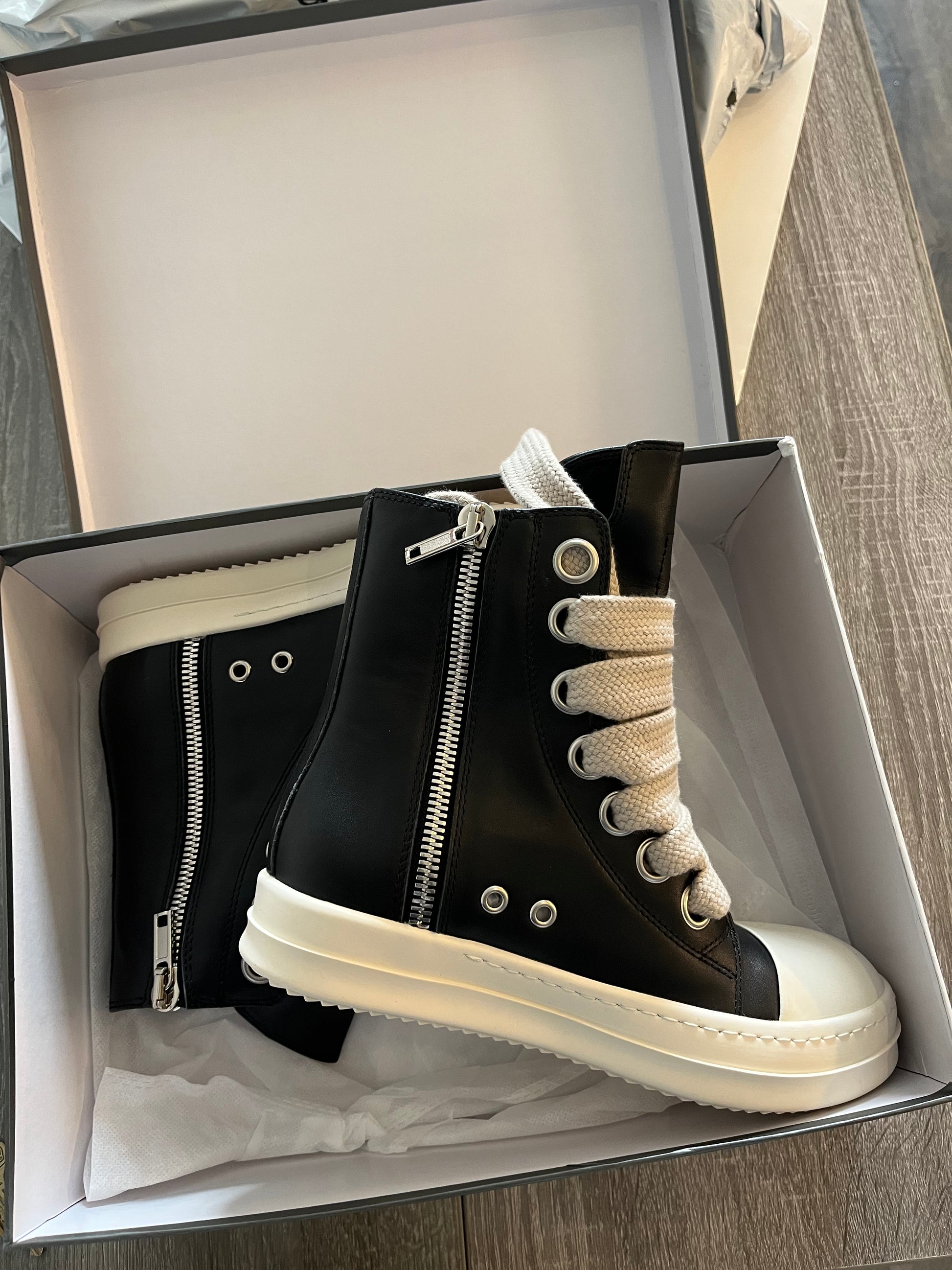 Rick Owens ramones high tops jumbo laces (black) - Private property 