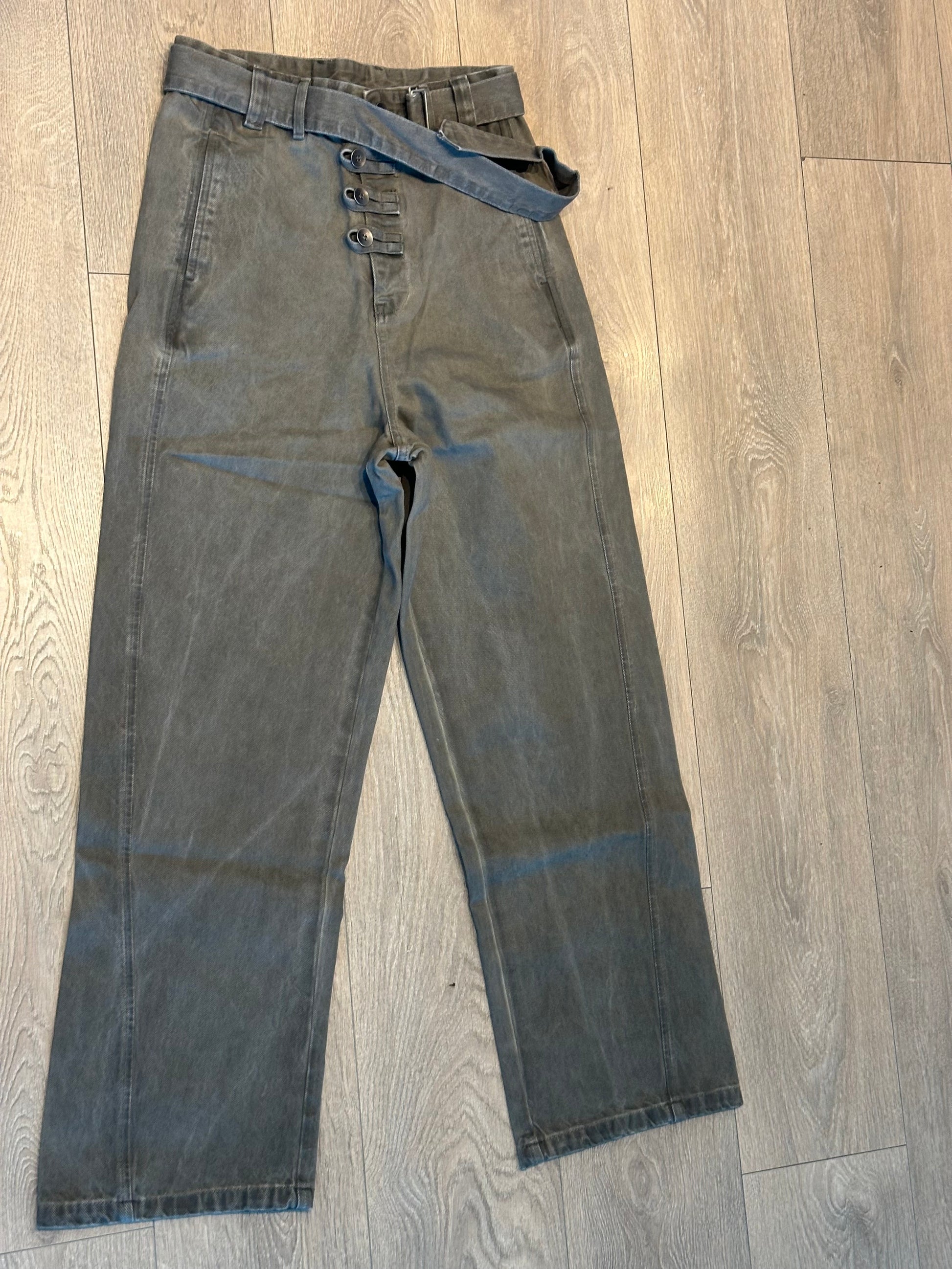 Vintage Buttoned High Waist Pants Olive washed denim - Private property 
