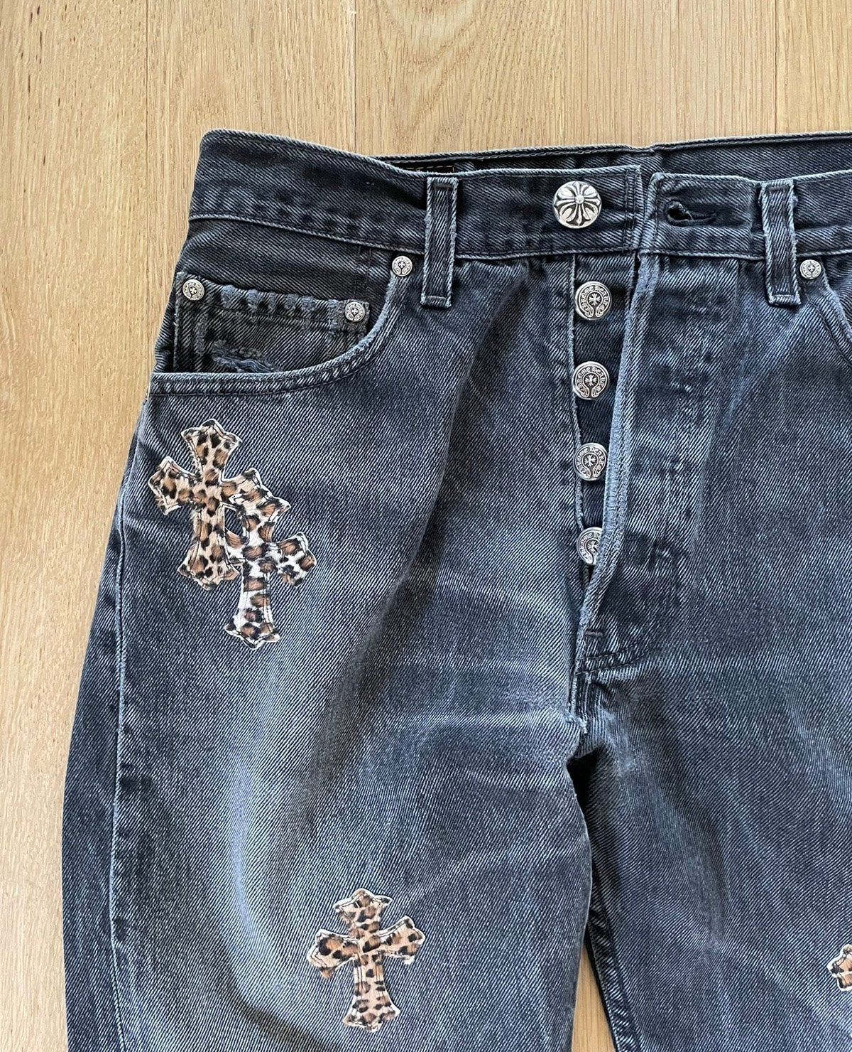 Chrome hearts leopard cross patch denim - Private property 