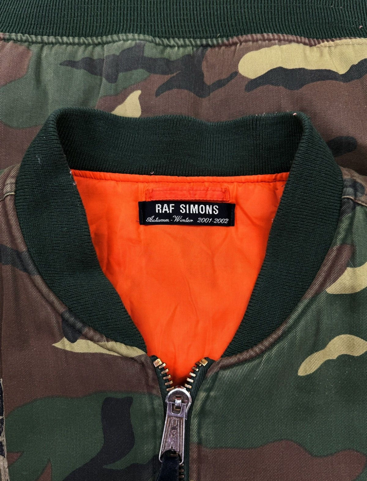 AW01 Raf Simons Riot Riot Camouflage
Patched Bomber Jacket - Private property 