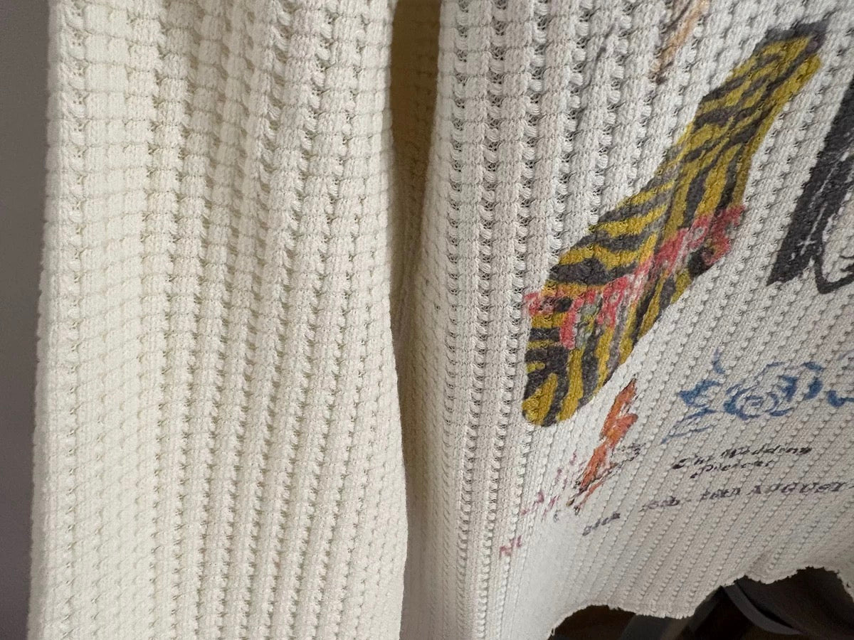Unisex Cream Waffle Knit Long Sleeve – Reading Festival Retro Print - Private property 