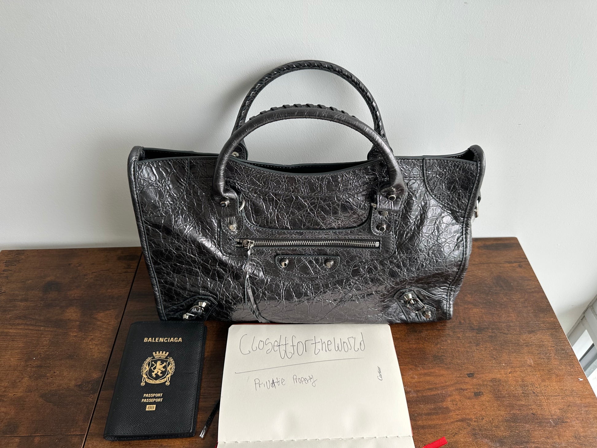 Balenciaga city leather stud bag - Private property 