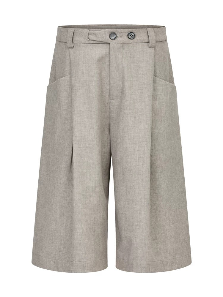 Modern Tailored Wide-Leg Shorts Grey - Private property 