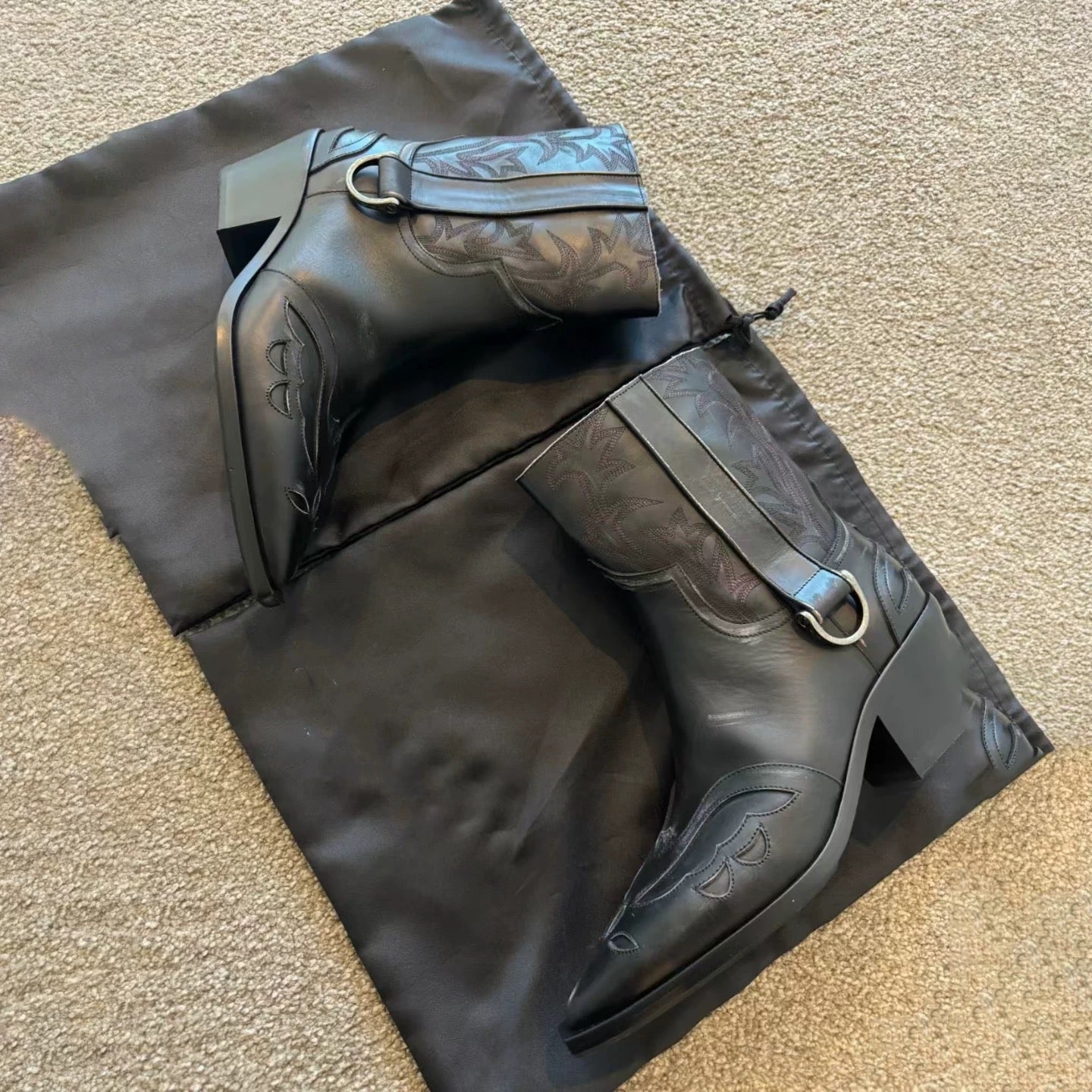 Archive Black new rock Leather heeled Boot - Private property 