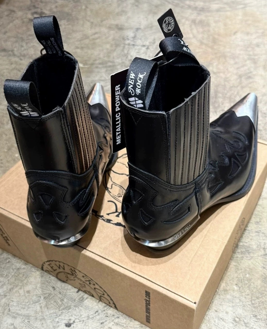 Archive Black new rock Leather Metal-Tipped  Boot - Private property 