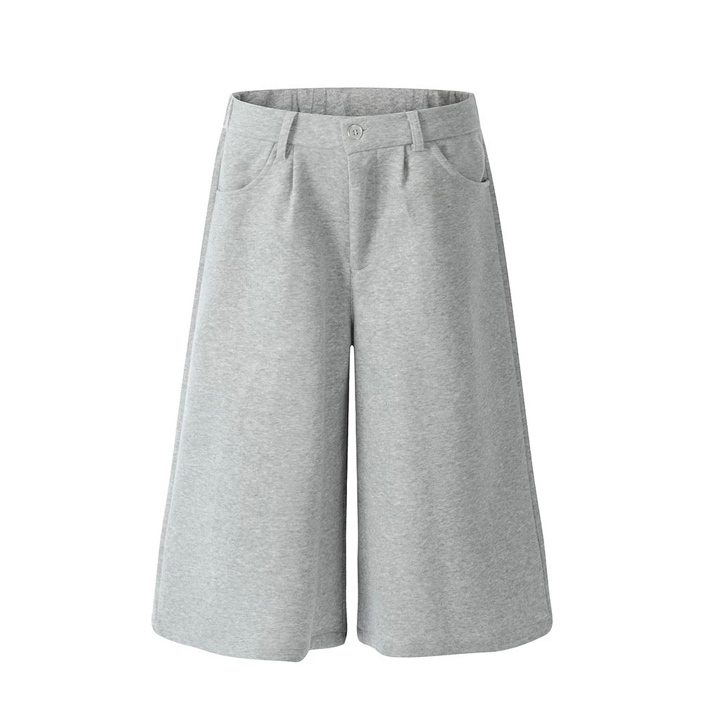 Wide-Leg Grey Sweat Shorts