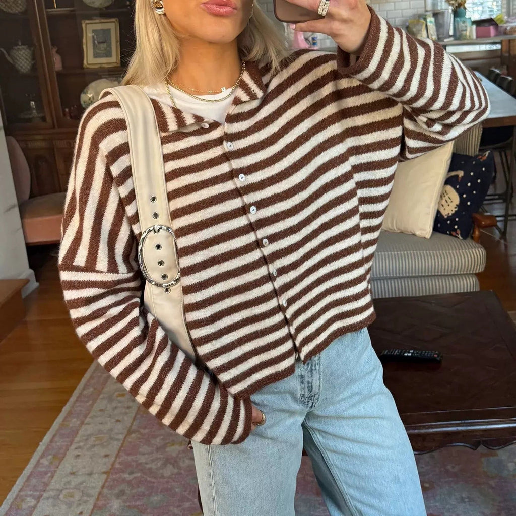 Chic Cozy Stripe Cardigan - Private property 