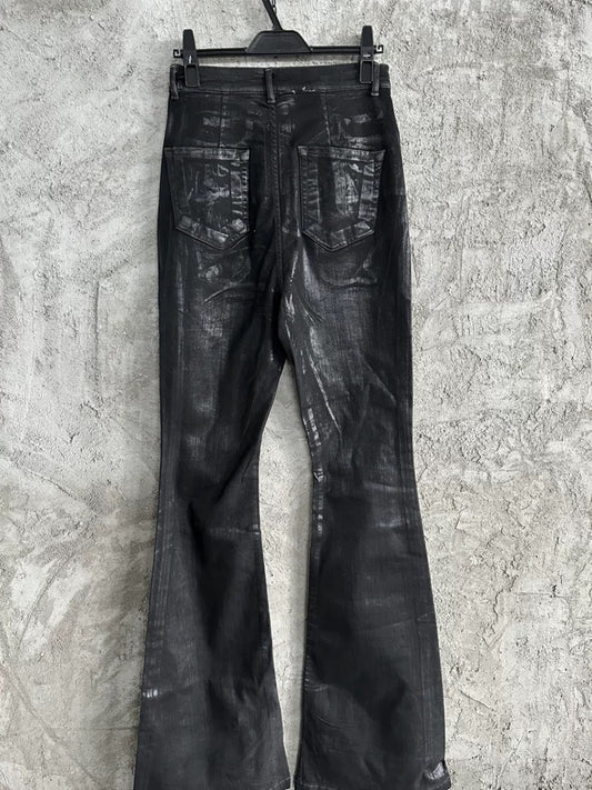 Rick Owens DRKSHDW Waxed flared denim - Private property 