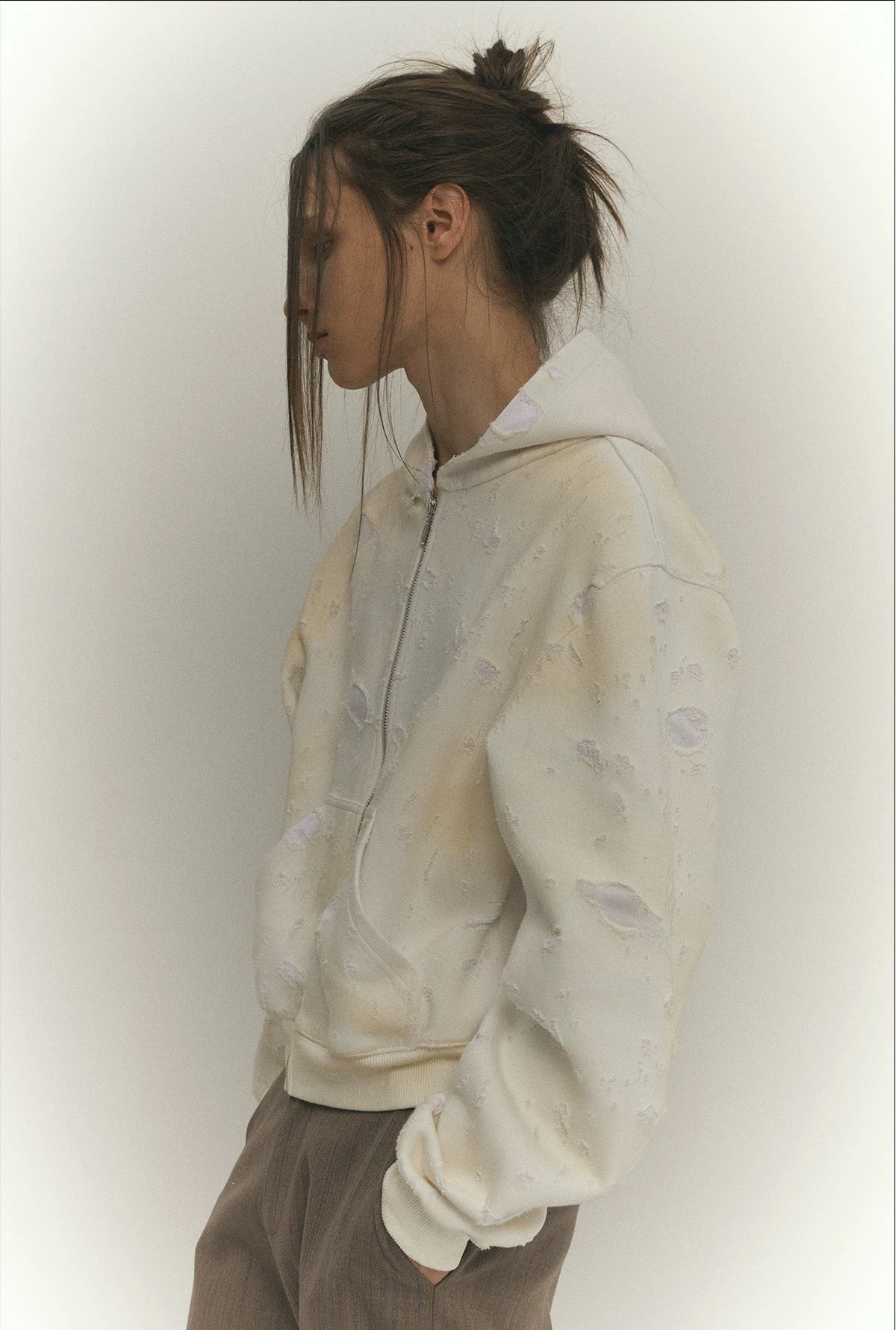 Archive-Style Distressed Hoodie