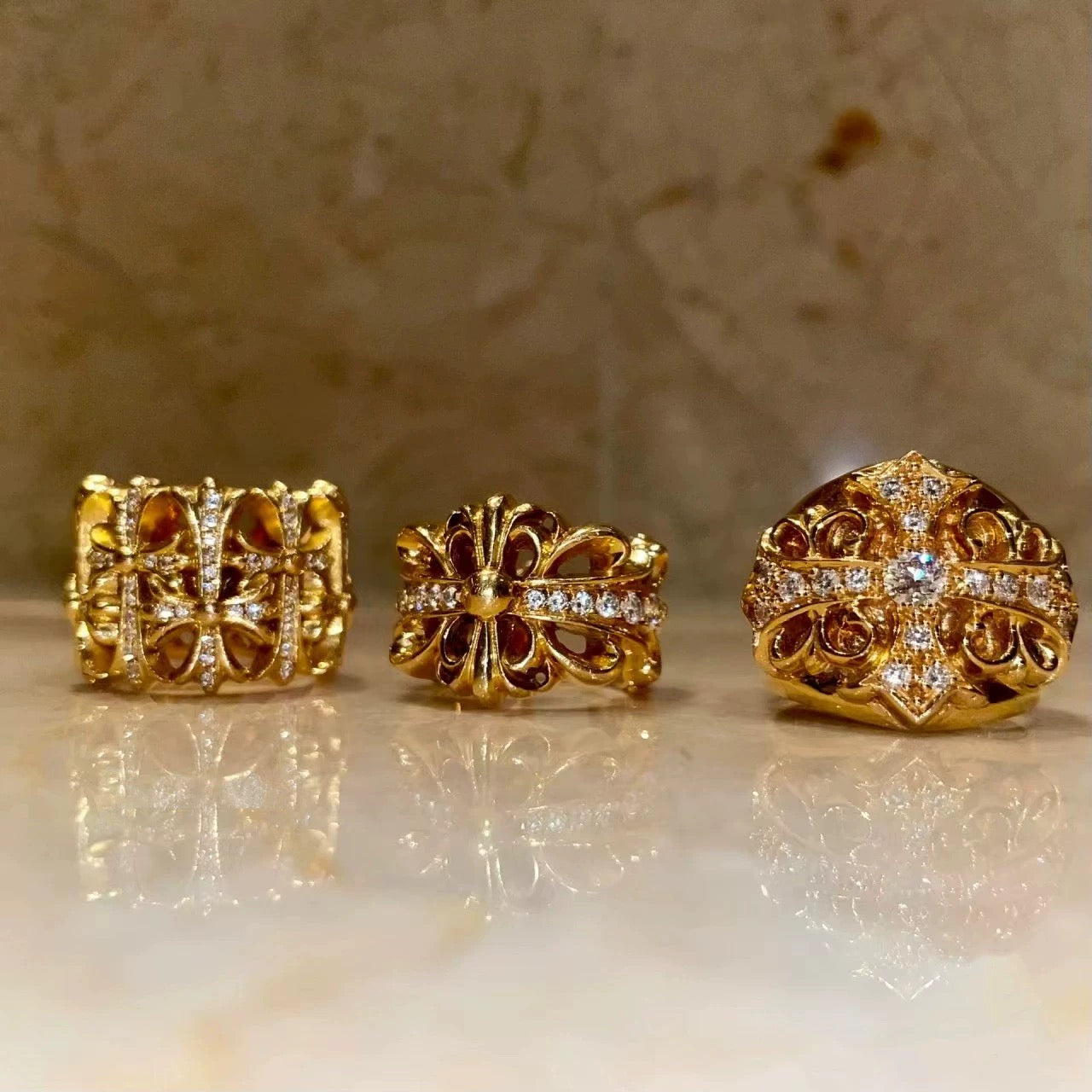 Chrome hearts gold rings with diamond gemstone - Private property 