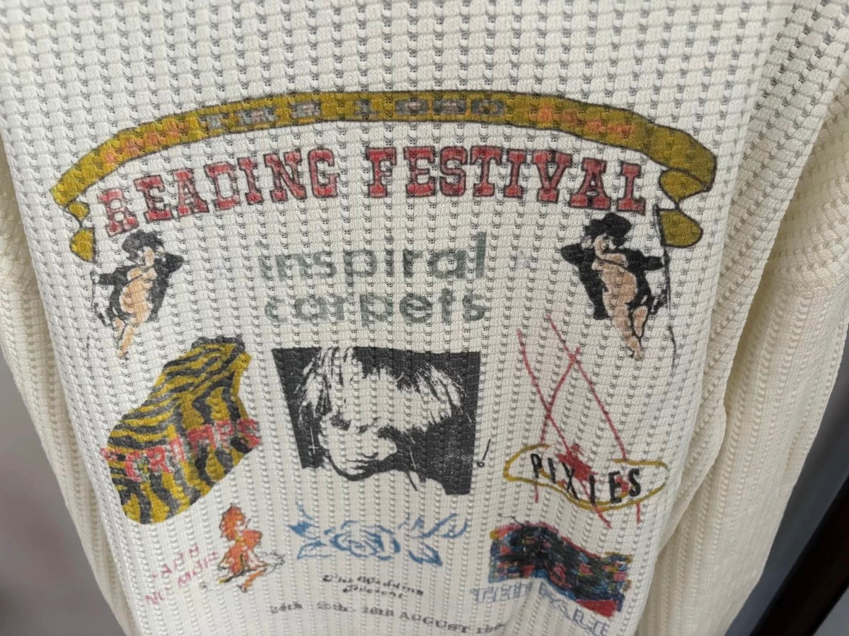 Unisex Cream Waffle Knit Long Sleeve – Reading Festival Retro Print - Private property 