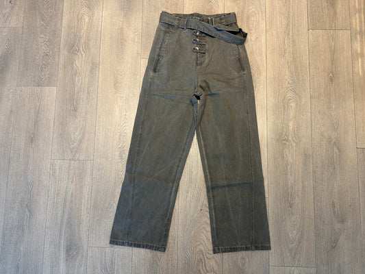 Vintage Buttoned High Waist Pants Olive washed denim - Private property 