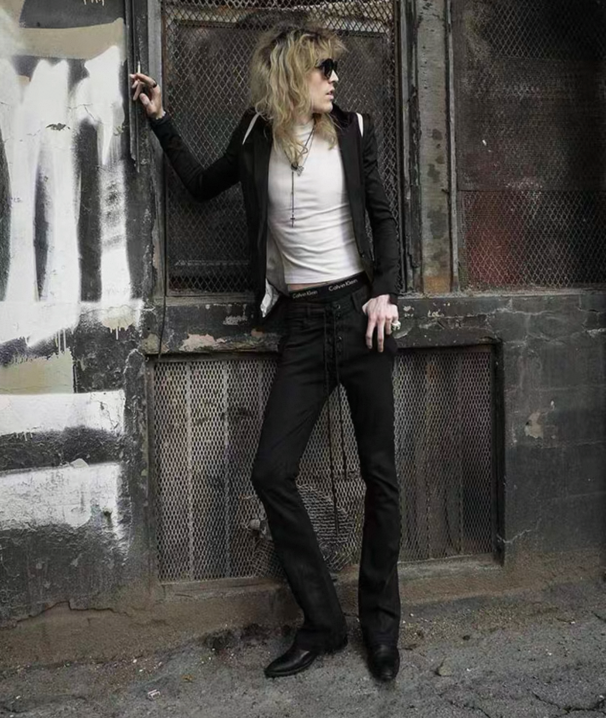 Archive black WAXED LACE UP DENIM - Private property 