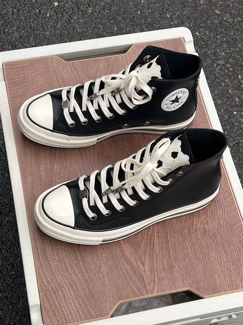 Chrome hearts leather  all stars converse - Private property 