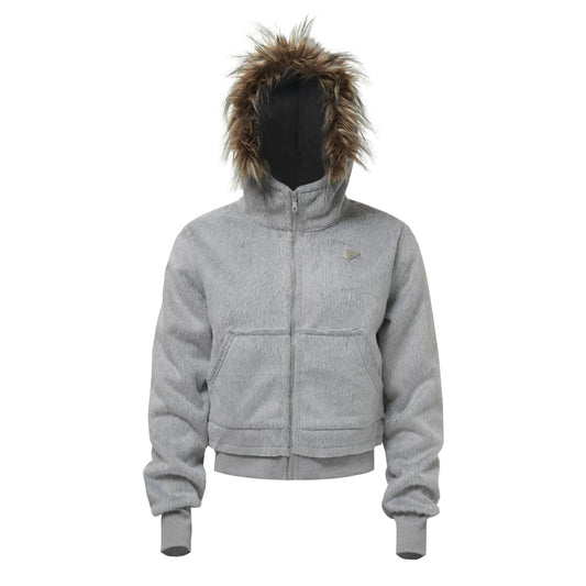 Cozy Sherpa-Lined Fur Hood Jacket - Private property 