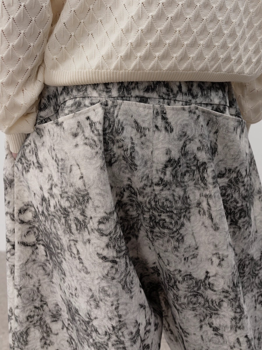 Abstract Floral Wide-Leg Pants