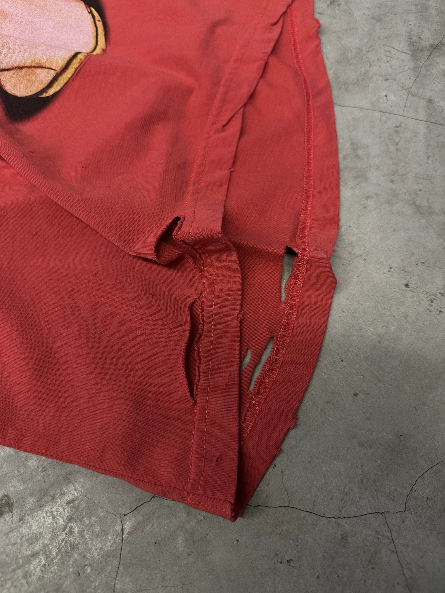 Red Isabelle Huppert Portrait Tee – Grunge Cut Style - Private property 