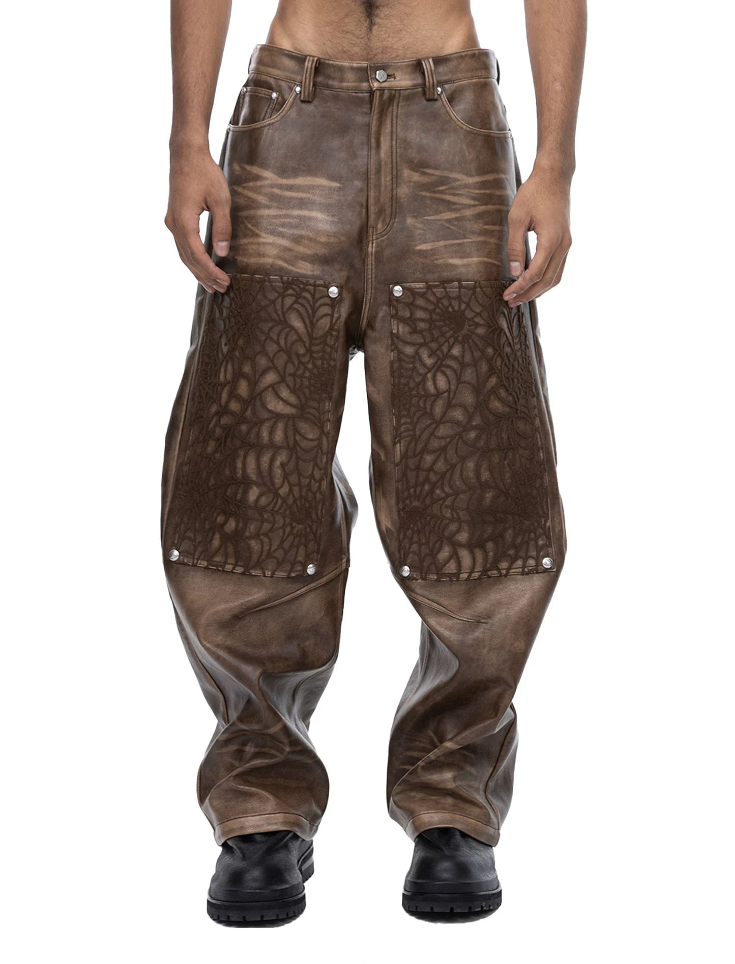 COBWEB LEATHER PANTS