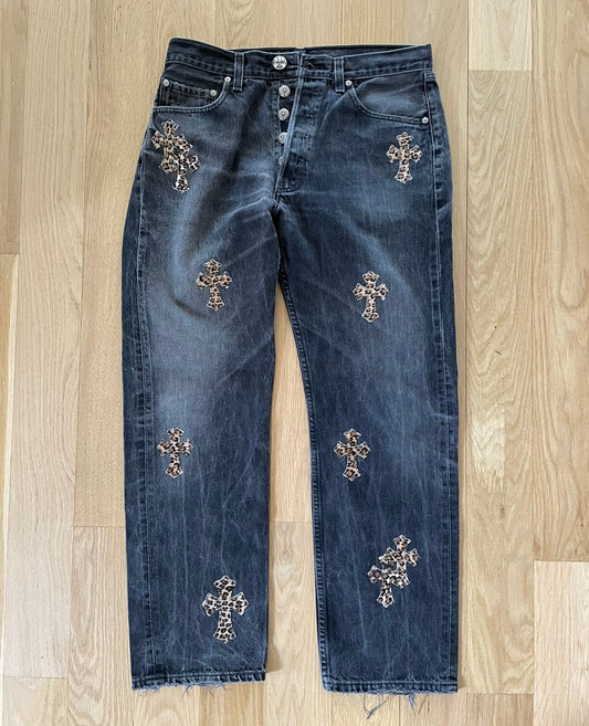 Chrome hearts leopard cross patch denim - Private property 