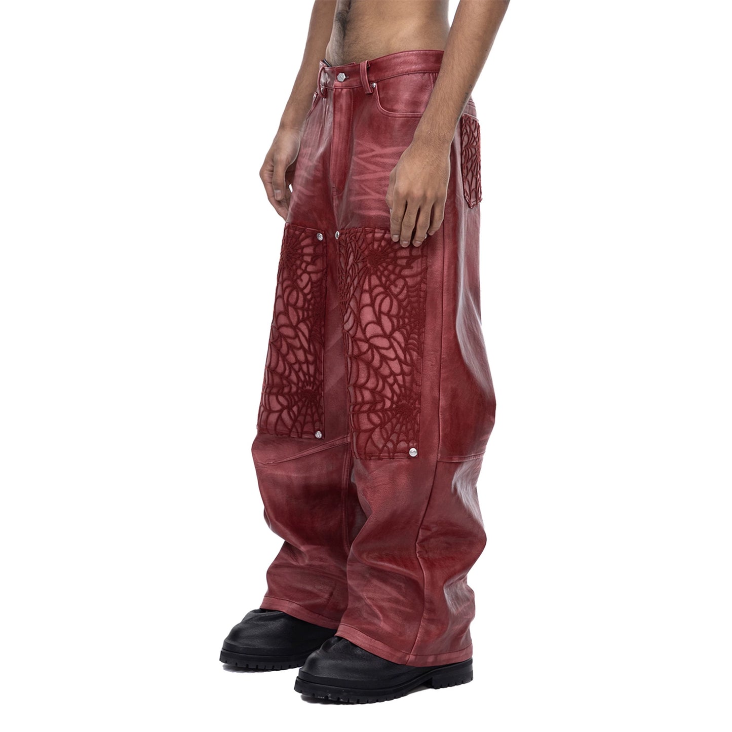 COBWEB LEATHER PANTS