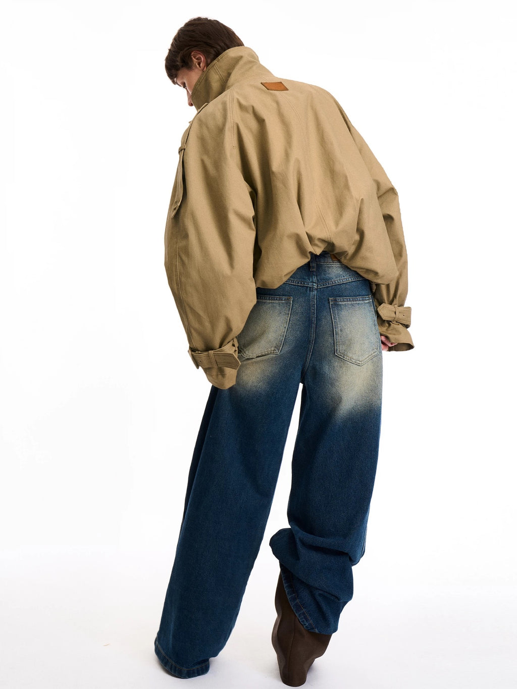 Oversized Double Button High-Neck Utility Jacket - Private property 