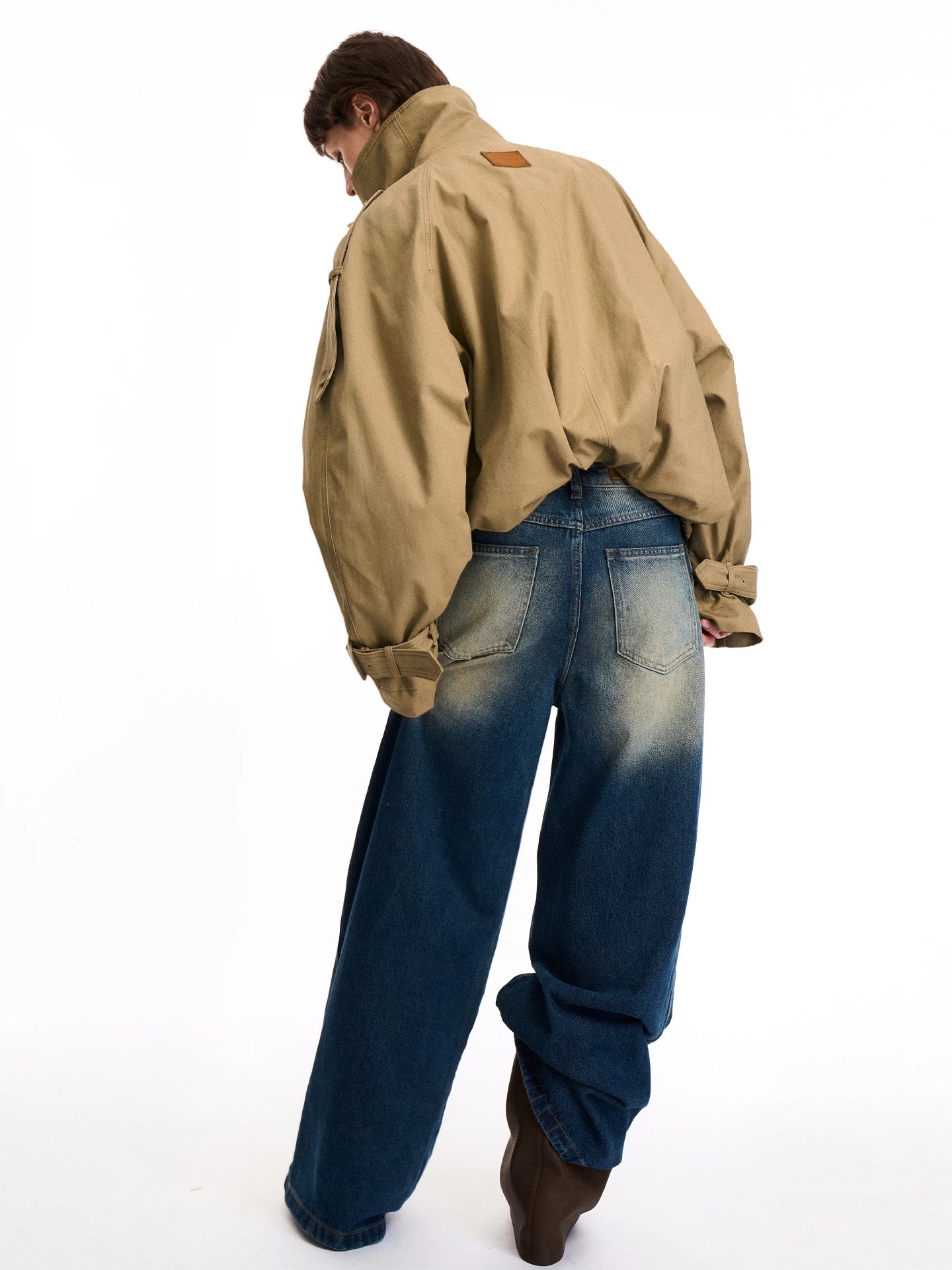 Oversized Double Button High-Neck Utility Jacket - Private property 