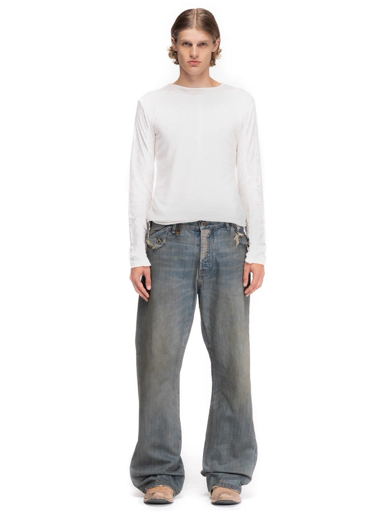 Ashfall Distressed Wide Denim - Private property 