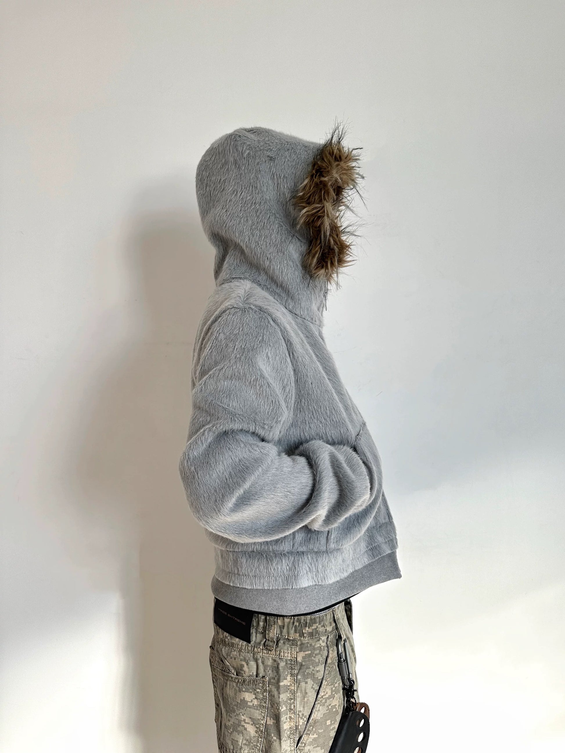 Cozy Sherpa-Lined Fur Hood Jacket - Private property 
