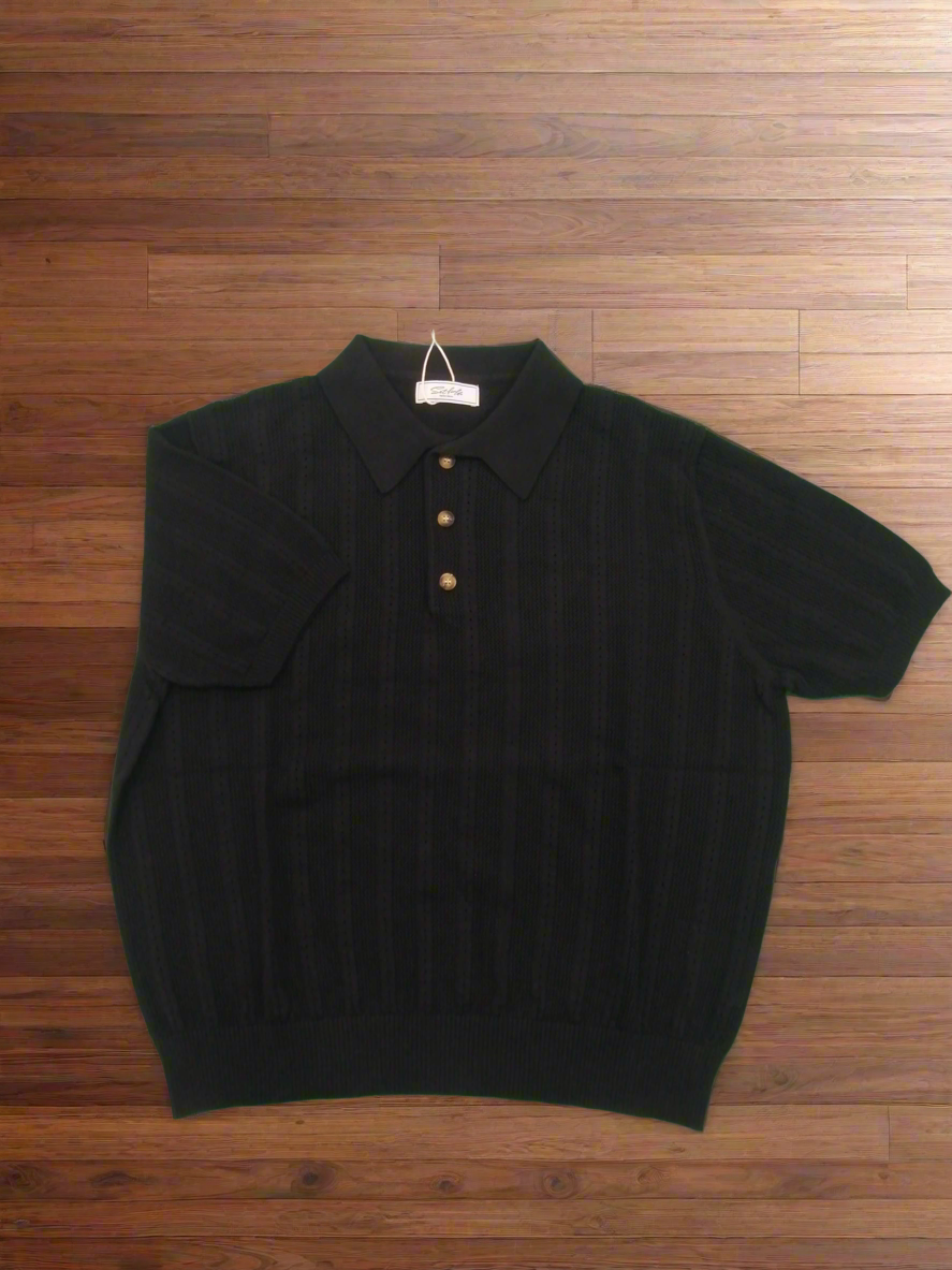 Knit Polo Shirt Short Sleeve Button Up Top - Private property 