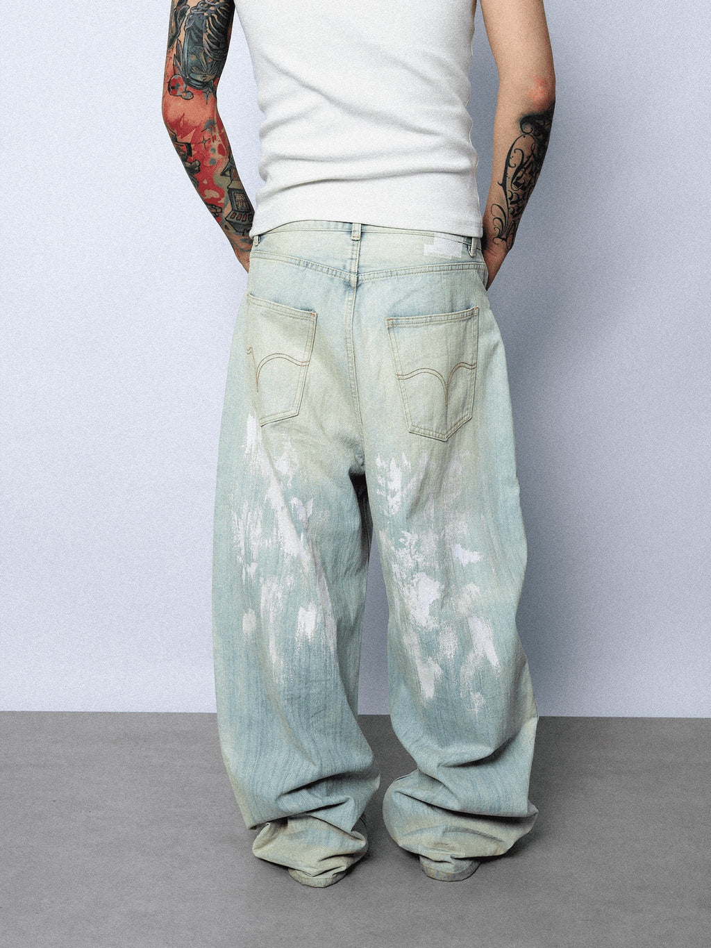 Archival Denim – Light Wash with Distressed Paint Finish - Private property 