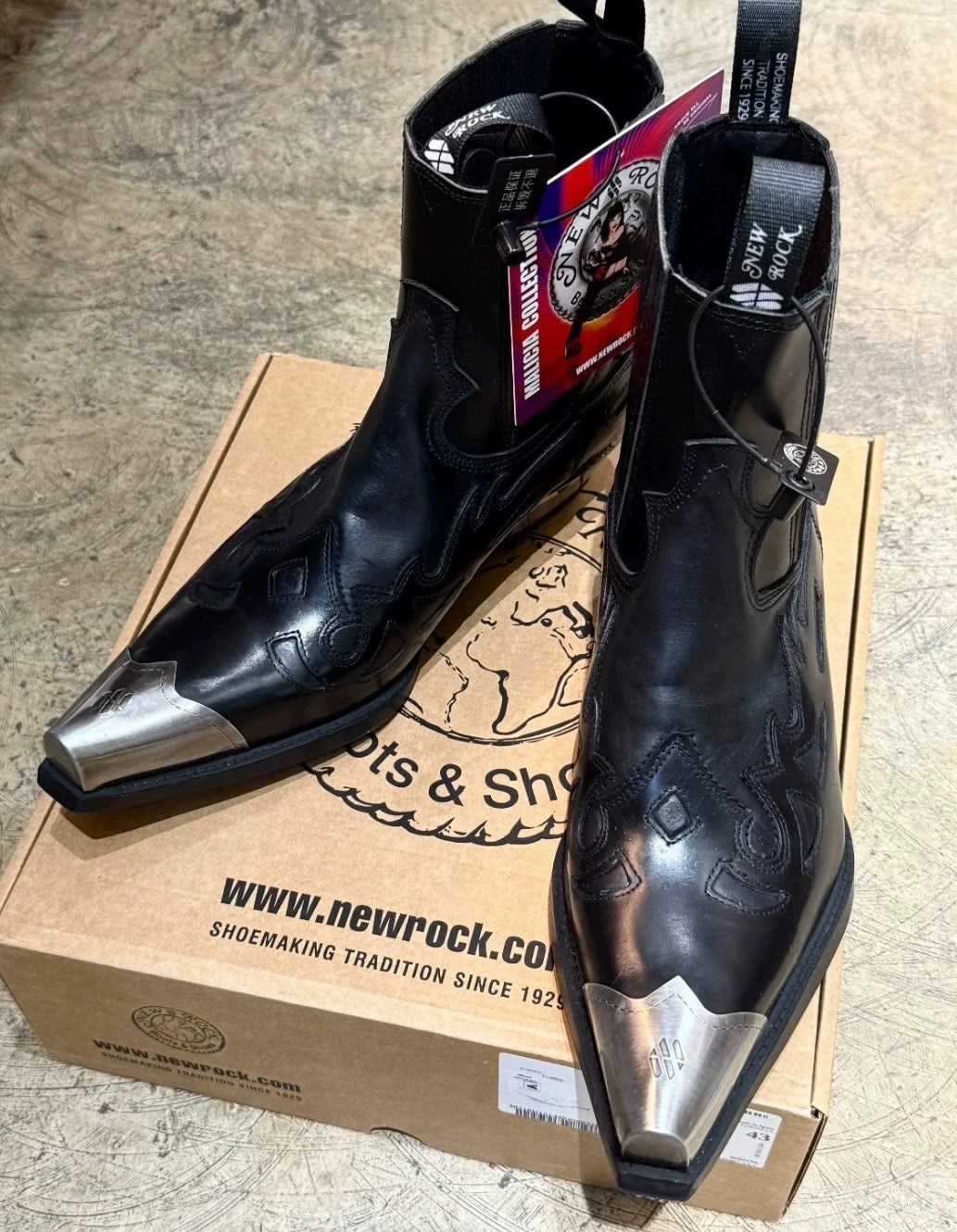 Archive Black new rock Leather Metal-Tipped  Boot - Private property 