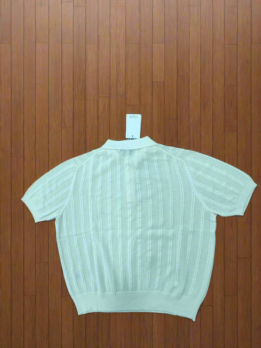 Knit Polo Shirt Short Sleeve Button Up Top - Private property 
