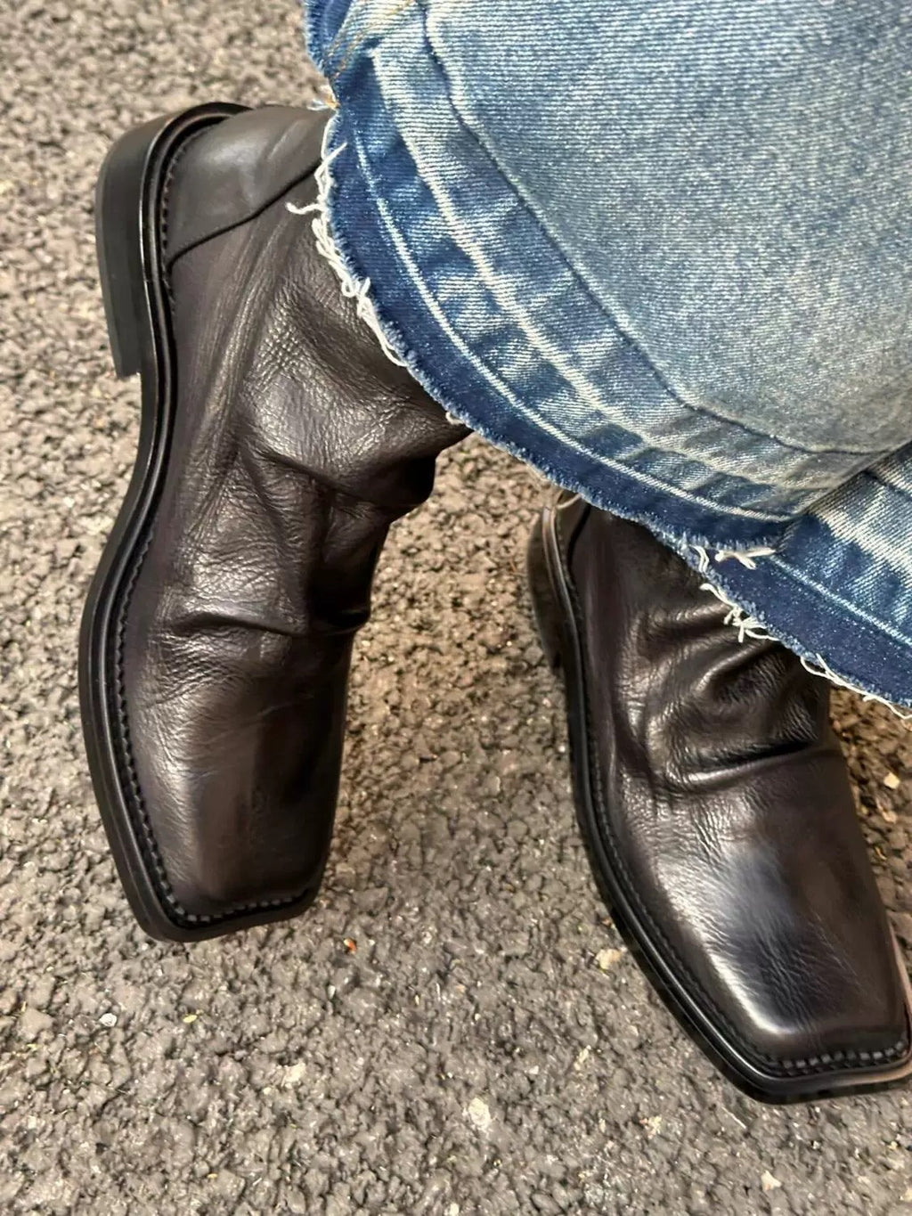 Black Leather Marlow Crease Boot - Private property 