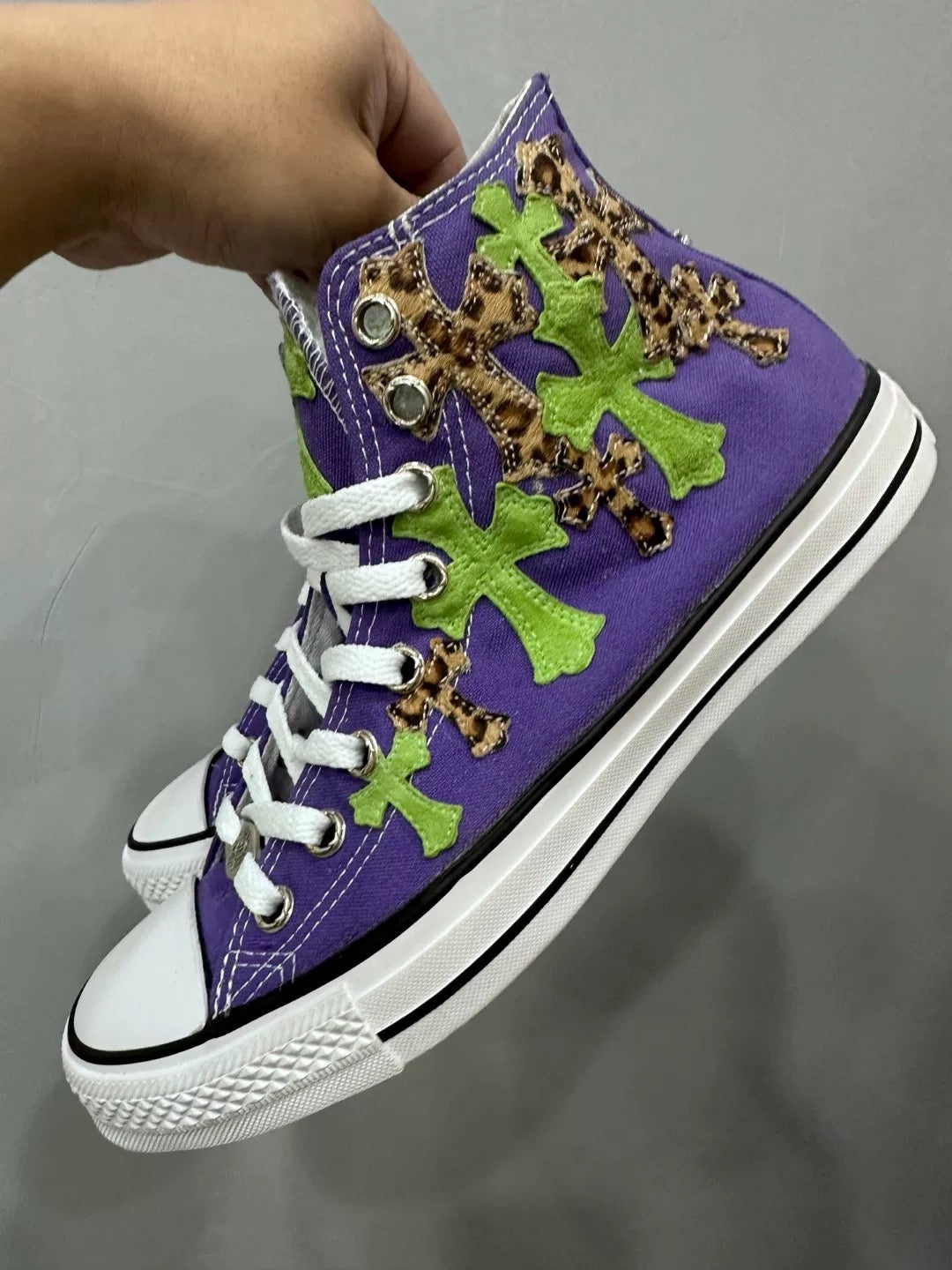 Chrome hearts purple leopard cross chucks - Private property 