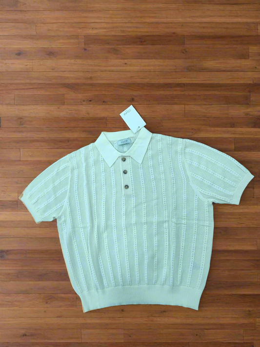 Knit Polo Shirt Short Sleeve Button Up Top - Private property 