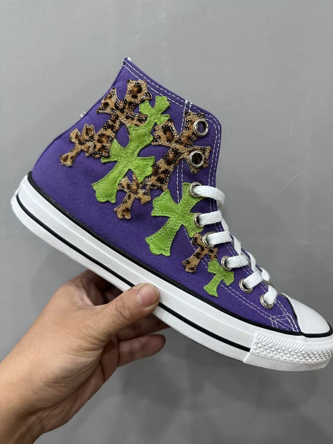 Chrome hearts purple leopard cross chucks - Private property 